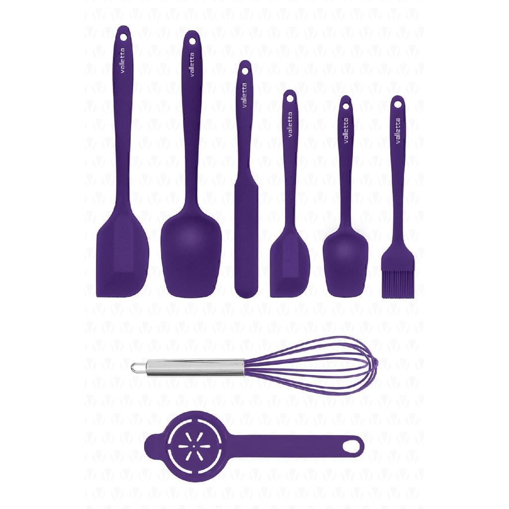 Drongo Heat Resistant Fireproof Nonstick Silicone Spatula Set 8 Pieces Black