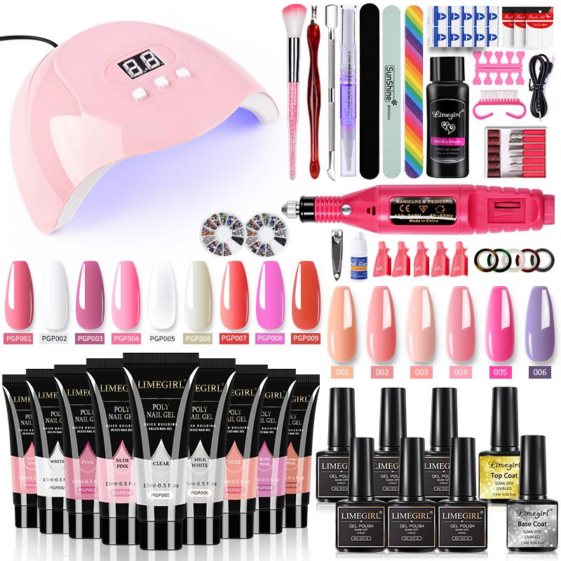 Маникюрный набор Набор полигеля для ногтей с набором гель-лака для ногтей и электрической дрелью для ногтей Лампа для ногтей Набор для наращивания ногтей для салона и дома