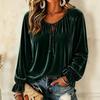 Women's Casual Velvet Long Sleeve Shirt Blouse Top