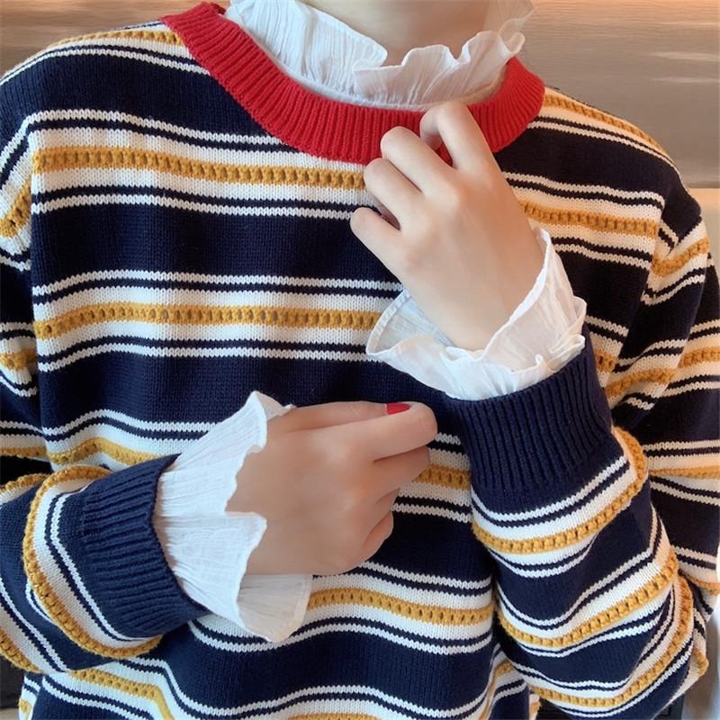 Stand Fake Collar Blouse Cotton Detachable Shirt Collar False Collar Woman Lapel Blouse Top Tie for Women Decor