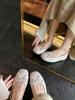Cowhide Version~ French Bow Leather Ballet Shoes Women's Small Heel Single Shoes Mary Jane Ballet Flat Shoes Low Heel