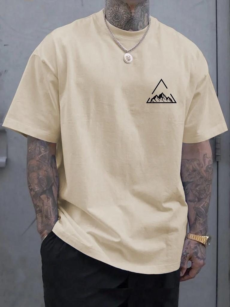 Geometric Mountain Print Short Sleeve T-Shirt For Summer Unisex Unisex Casual Fashion Unisex Short Sleeve Trend Streetwear Tops