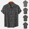 Men's Summer Casual Vacation Print Top Lapel Short Sleeve Floral Shirt
