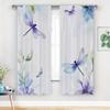 2Pcs Elegant Dragonfly & Floral Blackout Curtains - 35X90In, Polyester Room Drapes For Living Room & Bedroom, 21, 65X59/ 41, 34X