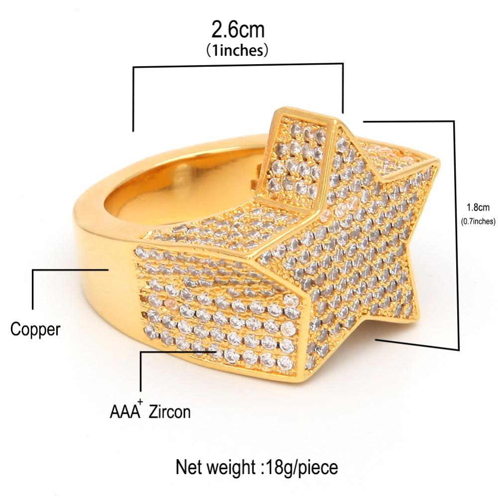 THE BLING KING Модные Звездные Кольца Золотой Серебряный Цвет Полностью Покрытые Кубическим Цирконием Хип-Хоп Кольцо Украшения Для Мужчин И Женщин Дропшиппинг