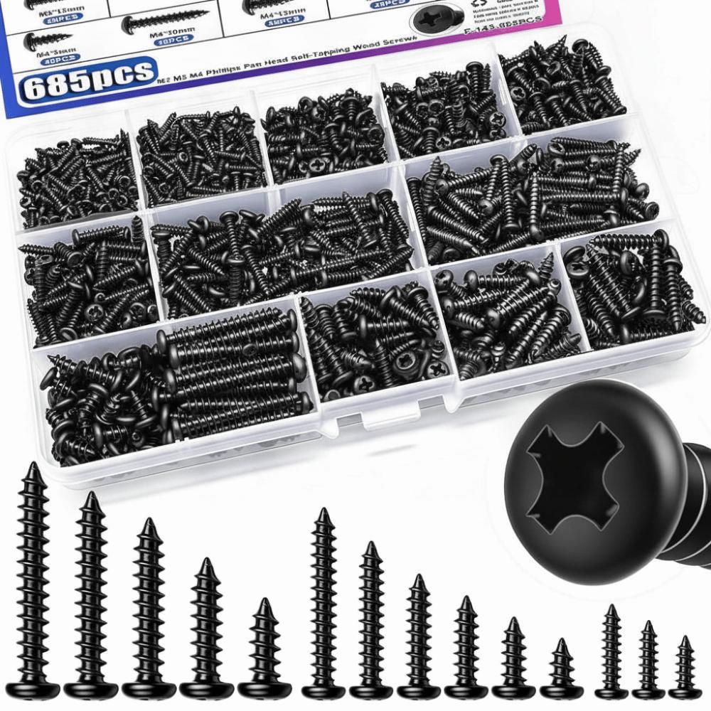 Cross Recessed Self Tapping Screws Round Head Phillips Pan Head Screws For Wood