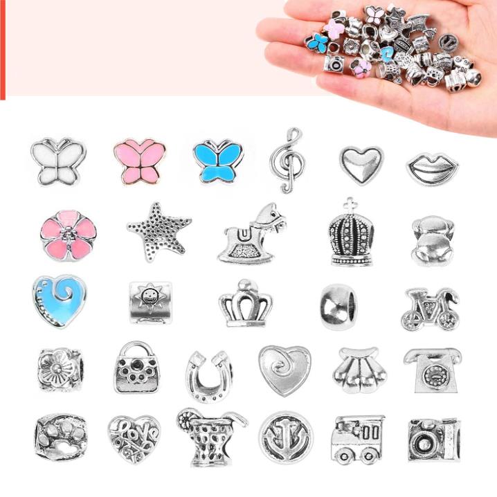 Zestaw Do Robienia Bransoletek Biżuterii Koraliki Charms Zawieszki Box
