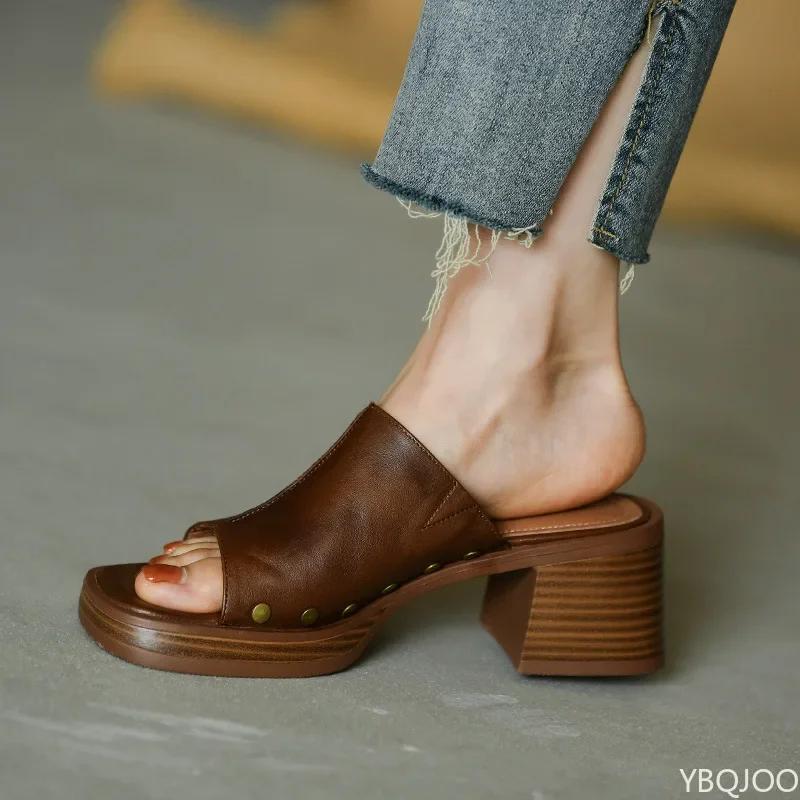 Женские пляжные тапочки, летние, толстая подошва, нескользящие, ретро-тапочки, женские, на высоком каблуке, удобная обувь, Zapatillas Mujer