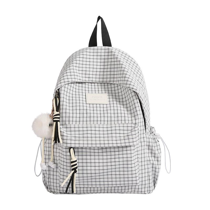 Schoolbag schoolbag female junior high school student high value plaid backpack autumn and winter new large capacity college student computer bag