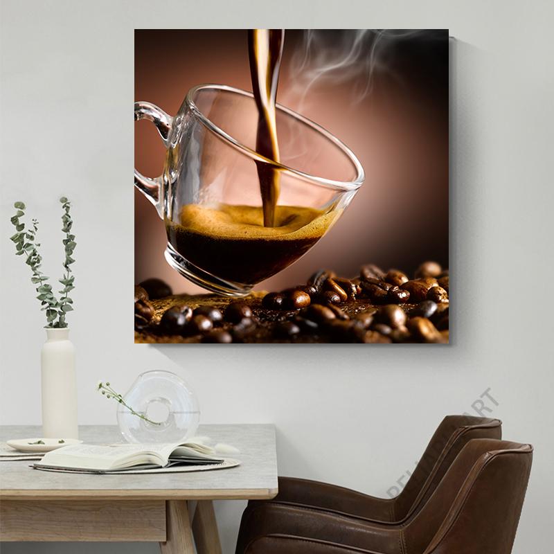 Винтажная картина на холсте Coffee Sensation Настенное искусство Горячие напитки Кофейные зерна Постеры и принты Кофейня Декор для стен в кафе Без рамки