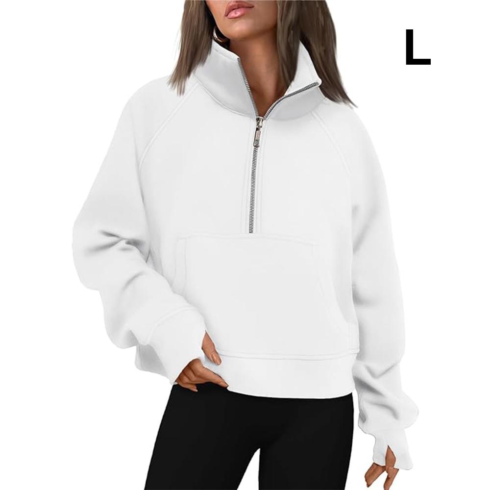 Женские толстовки на молнии, укороченный пуловер, флисовые толстовки на молнии на четверть, осенняя одежда, одежда с отверстием для большого пальца