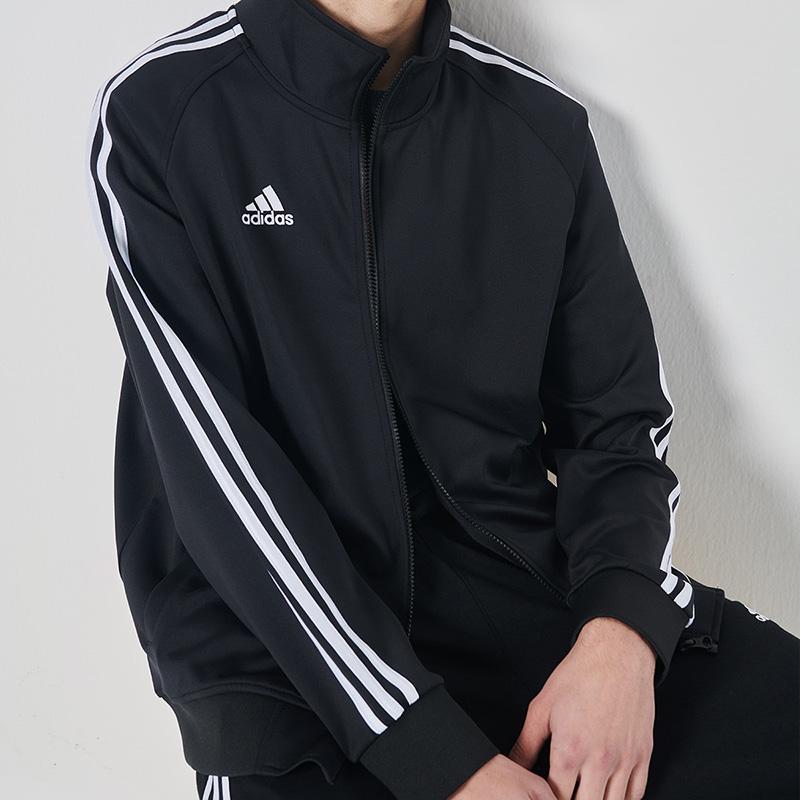 Adidas Logo Embroidered Striped Sports Casual Comfortable Long Sleeve Jacket Men Jacket Black TR30J2