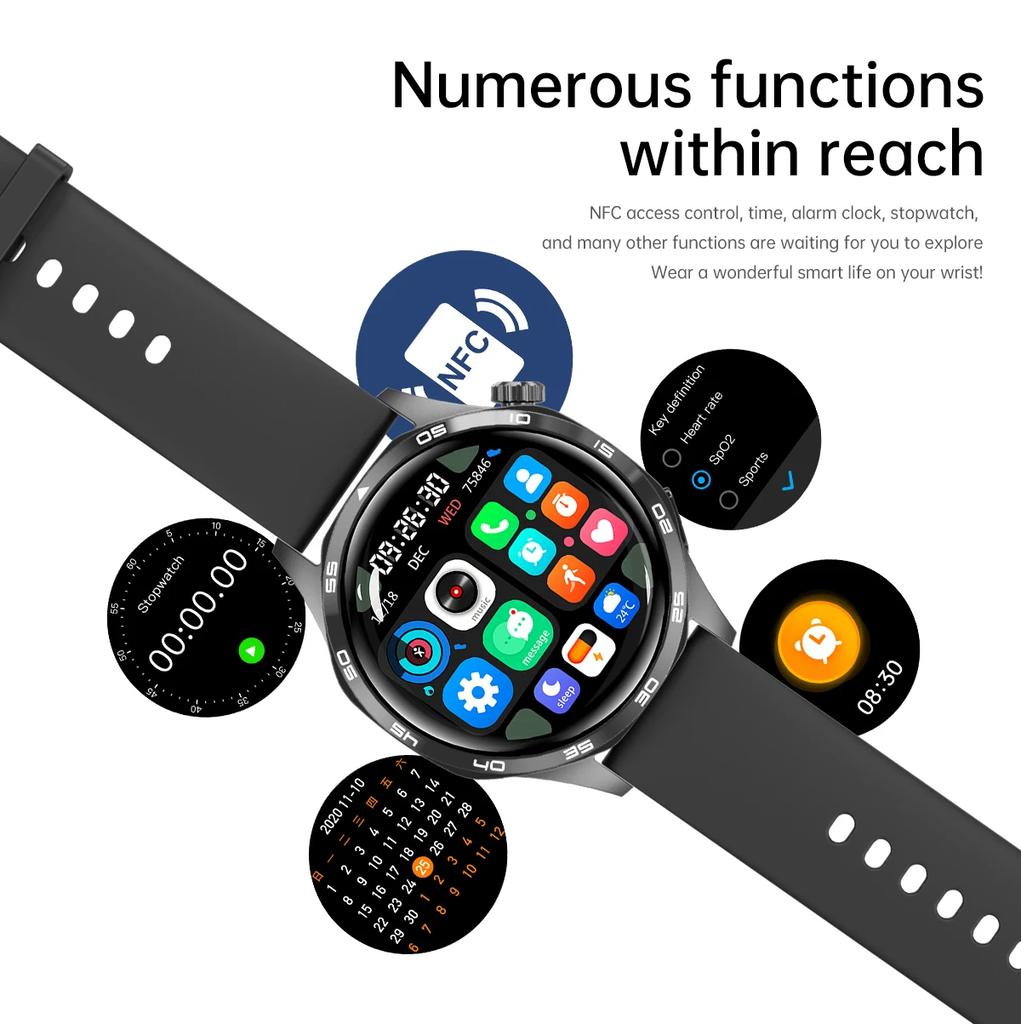 2025 New GT5 PRO Smart Watch Men Watch 5 Pro AMOLED HD Screen Bluetooth Call GPS Trajectory NFC Heart Rate Compass SmartWatches