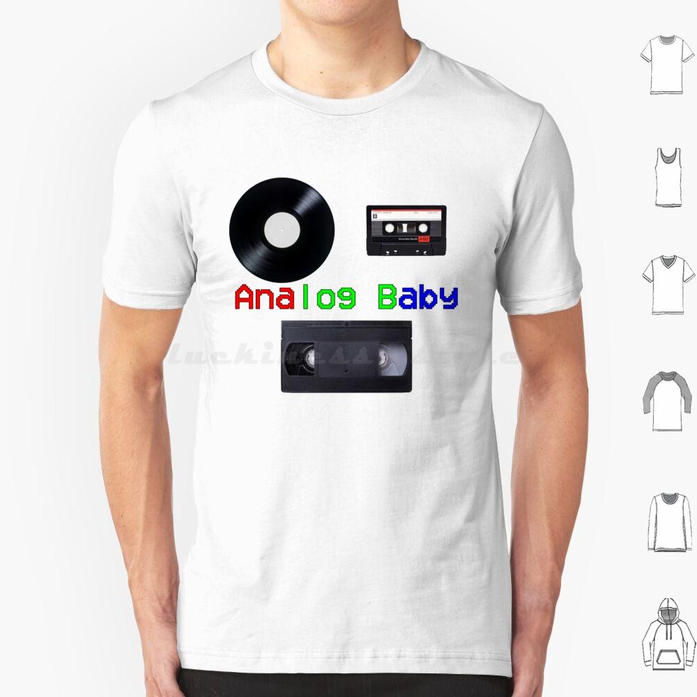 Analog Baby T Shirt Cotton Men Women DIY Print Vhs Cassette Vinyl Records Cassette Tape Analog Vhs Tapes Vinyl Record Retro 80s