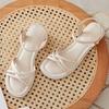Sandals Summer Women's Fashion and Comfort 2025 New Thick Heel One-word Buckle Korean Version Casual Middle Heel Outer Women's Shoes