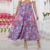 Летняя новая юбка в стиле бохо с принтом для женщин, модная юбка-трапеция с высокой талией, плиссированная свободная женская юбка, винтажная узкая женская длинная юбка 26269