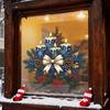 Elegant Christmas Shop Decor Candle Static Glass Stickers, Removable Window Cling with Bow Pinecone And Pine Indoor Outdoor Branch Pattern,