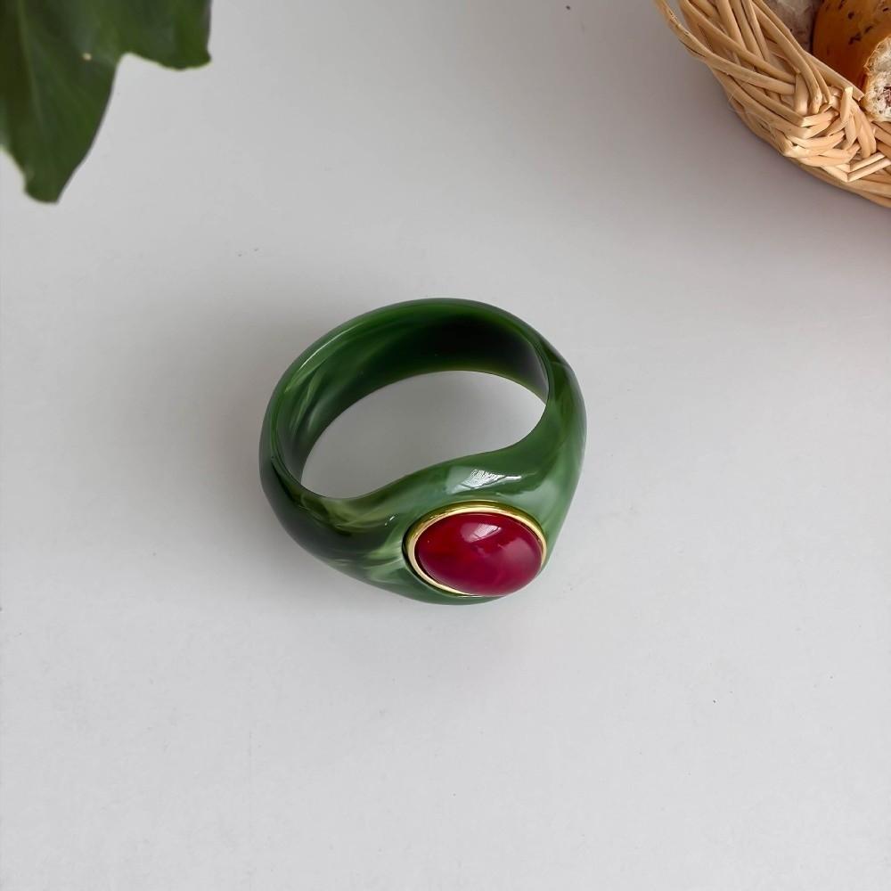 Stone Inlay Wide Bangle Oval Chunky Bracelet New Irregular Resin Bracelet Gifts