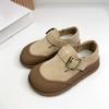 Детская повседневная обувь в стиле ретро с большим носком, кожаные туфли для мальчиков и девочек, одинарные туфли из матовой кожи