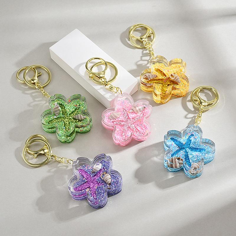 Cute Flowing Sand Flower Pendant Keychain Cute Backpack Ornaments Pendant Keyring For Bag Jewelry Gifts