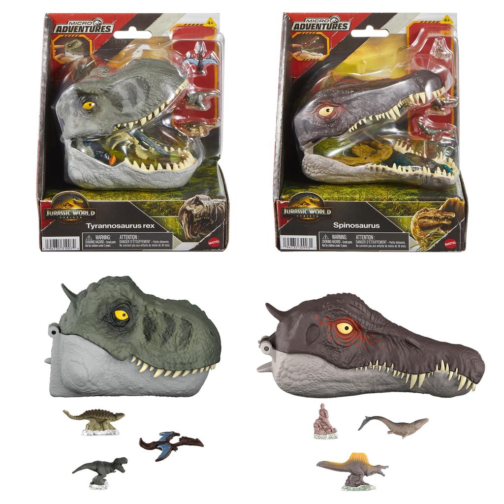 Mattel Мир Юрского периода Микро Компактная Голова Ассортимент с Фигурками Тираннозавра и Спинозавра для Игрового Набора Минифигурок Динозавров Полный Возраст 4 и