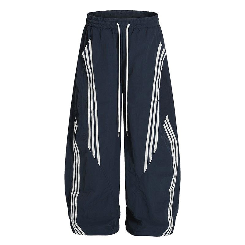 Men Women Streetwear Cargo Pants With Striped Panel Design Relaxed Fit Straight Leg Trousers Casual Wear