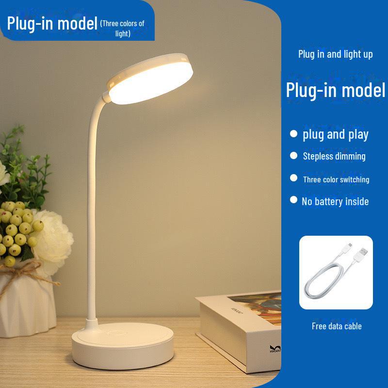 Светодиодная настольная лампа с зарядкой от USB — складная, для чтения в студенческом общежитии с защитой глаз, небольшой ночник для спальни и кровати.
