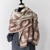 Cat Print Winter Warm Cashmere Scarf For Women Luxury Thick Blanket Shawl Wraps Pashmina Neckerchief Lady Poncho Echarpe