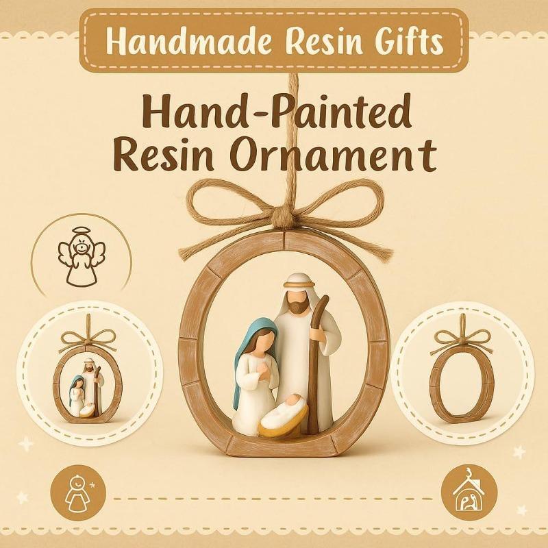 Рождественские украшения, расписанные вручную статуэтки из смолы, подвески и подарки