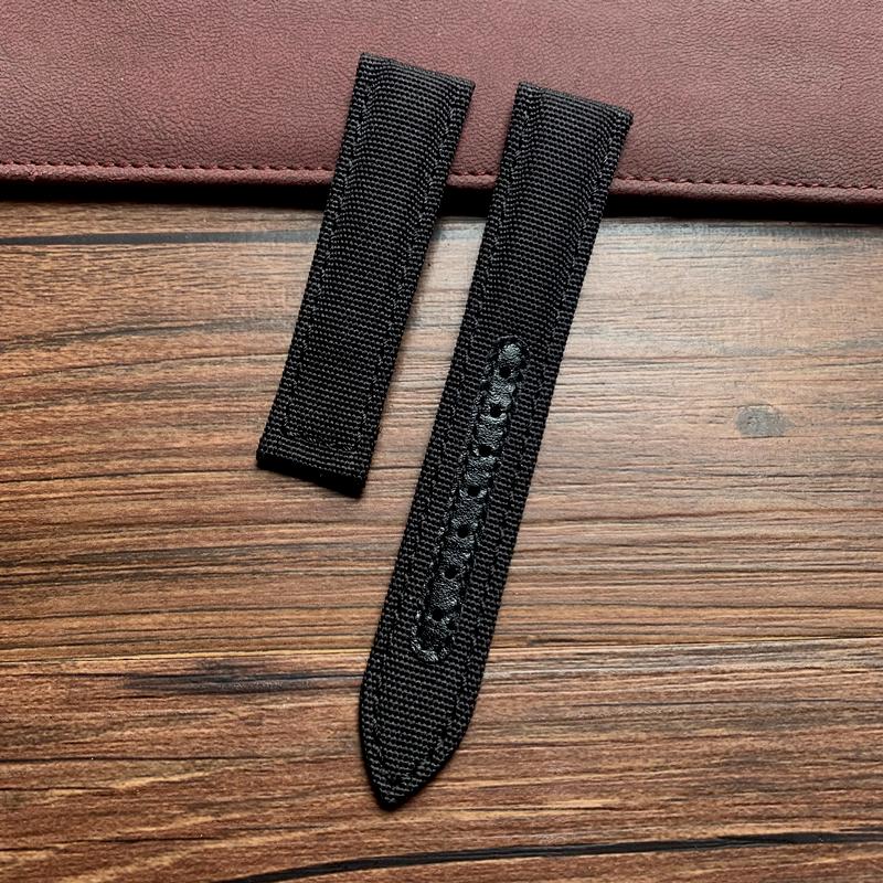 20 мм 22 мм черный, синий нейлоновый с кожаным ремешком для часов Omega AT150 Seamaster 300 600 Planet Ocean De Ville ремешок для часов