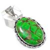 Natural Copper Green Turquoise 925 Sterling Silver Jewelry Pendant 2.05" M8y72