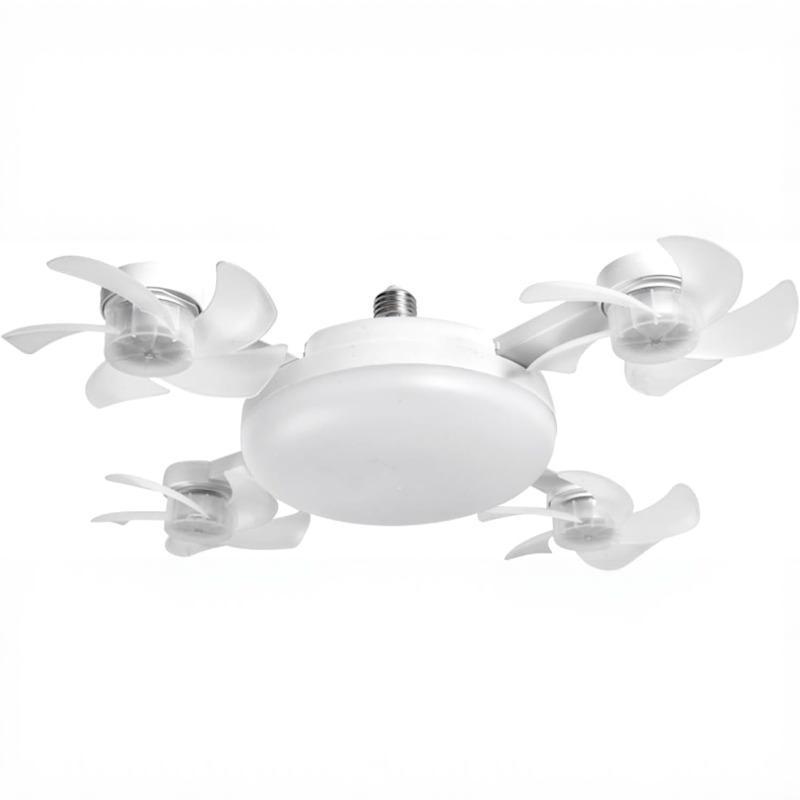 Modern Ceiling Fan with Light and Remote E26 E27 3 Speeds 3 Colors 2 Timers Quiet Foldable LED Fan Light socket fan for Living Room Bedroom (4 Head)