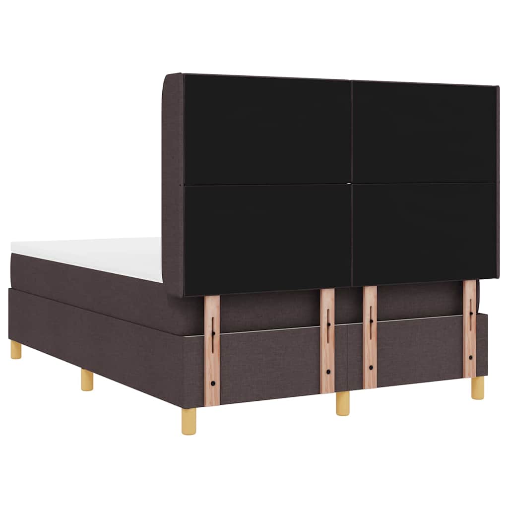 Box Spring Bed with Headboard Dark Brown 140 x 200 cm Fabric