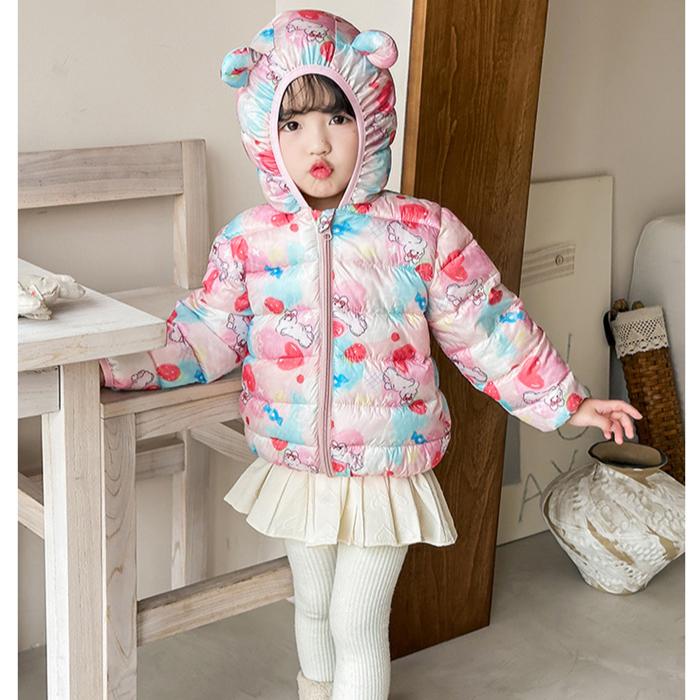 Зарубежный стиль зимняя детская куртка для девочки укороченная утолщенная на хлопковой подкладке Теплая хлопковая одежда для девочек детские осенние пальто с принтом тай-дай розового цвета