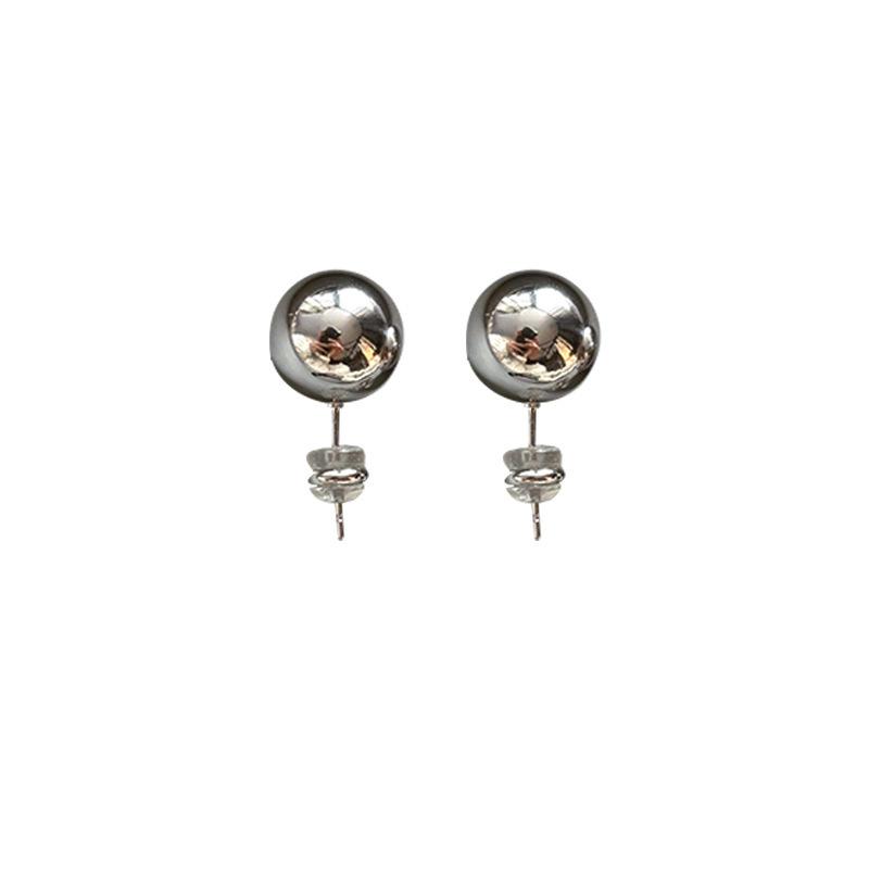 Sterling Silver Needle Gold Ball Stud Earrings Women's Cold Wind Earrings Real Gold Electroplated Earrings