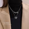 iF ME Модный кулон в виде бабочки с вишневым сердцем?Ожерелье, серебряное многослойное колье-цепочка для женщин, аксессуары, ювелирные изделия