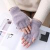 Autumn Elastic Stretch Fingerless Mittens Imitation Mink Hair Half Finger Gloves Plush Knitted