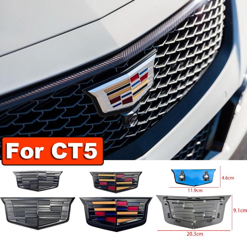 2 шт. Для Cadillac CT5 Логотип ABS Автомобильная передняя решетка Заглушка значка Задний багажник Наклейки Декали Автомобильные аксессуары для экстерьера