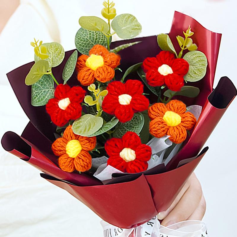 Вязаный крючком цветок-пух ручной работы своими руками на День святого Валентина День матери реквизит для фотосъемки искусственный