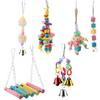 6Pcs Bird Parrot Wood Chewing Swing Toy Hanging Bridge Pet Toys