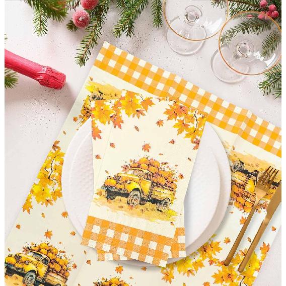 SietDESEO 25 Pieces 3-ply Thanksgiving Dinner Napk 13 x 15.7 Inch Guest Bathroom Napk Disposable Hand Towels for Bathroom Kitchen Fall Party