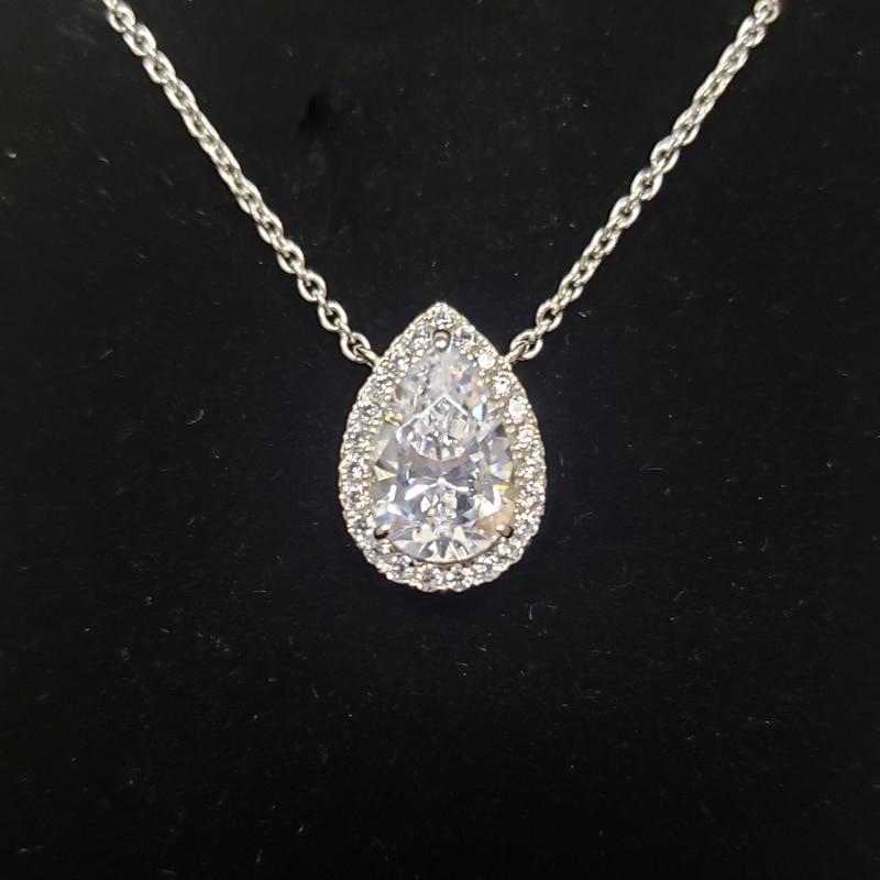 Sparkling 8*12mm Water Drop High Carbon Diamond Bridal Pendant Necklace 100% 925 Sterling Silver Party Fine Jewelry Gifts