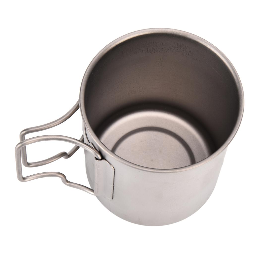 Titanium Cup 420ml High Temperature Resistance Portable Outdoor Camping Mug with Lid Folding Handle