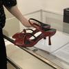 2025 весна и осень новые французский темперамент тонкий каблук крутые шлепанцы мода интернет-знаменитость квадратный носок высокий каблук сандалии женские