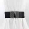 Черный Пояс Квадратная Пряжка Декоративный Пояс Женское Платье Простой Эластичный Эластичный Ремень Три Размера