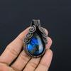 Подвеска ручной работы из лабрадорита с голубым отблеском, украшения из натуральных драгоценных камней, подвеска, обернутая медной проволокой 999 пробы, для подарка