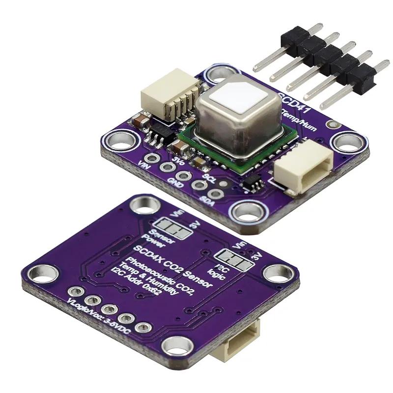 SCD40 SCD41 Gas Sensor Module Detects CO2 Carbon Dioxide Temperature and Humidity In One Sensor I2C Communication