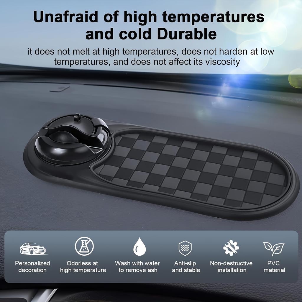 1Pcmultifunction Car Anti-Slip Mat,Rotatable Anti Skid Car Dashboard Pad With Temporary Parking Numbe,Universal Car Phone Holder