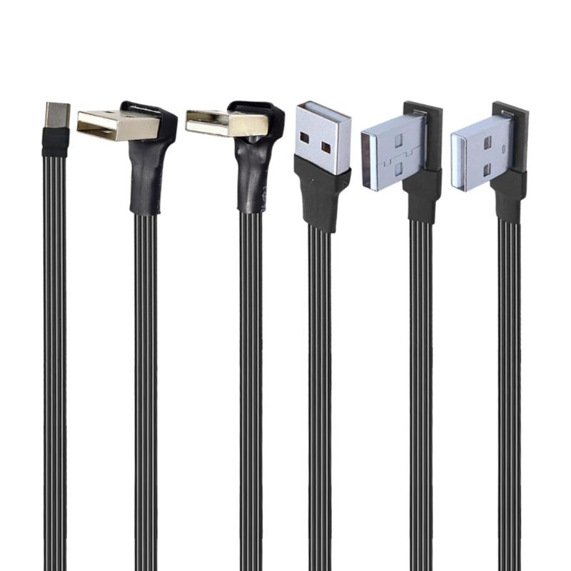 Плоский гибкий Г-образный 90 градусов USB Male на Type C Кабель для зарядки и передачи данных 10 Вт для мобильного телефона ноутбука