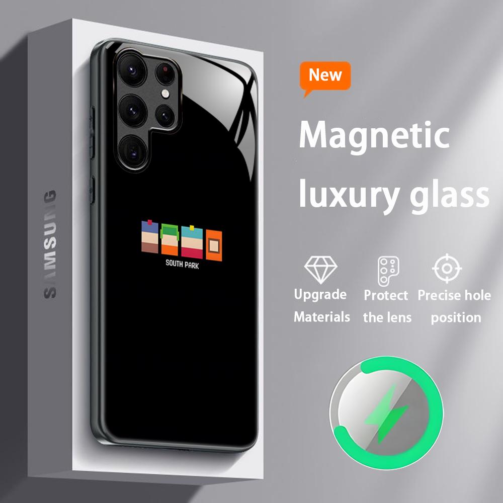Крутой чехол для телефона с мультфильмом Южный Парк для Samsung S26 S25 S24 S23 S22 S21 S20 Plus Ultra, стеклянный магнитный чехол